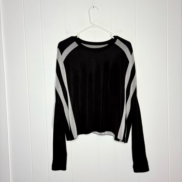 & Other Stories Dark Chocolate Brown Viscose Striped Sweater Crew Neck Size L - Picture 2 of 7